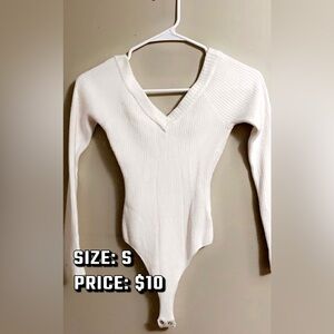 V-Neck White Sweater